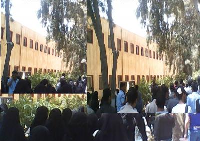 ثورة غاضبة في كلية الآداب ومظاهرات طلابية تجوب حرم جامعة صنعاء القديم رفضاً لإدارة العسكر 