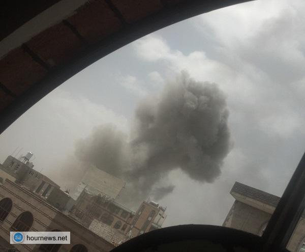 شاهد صور من قصف مقر قوات الأمن الخاصة وسط صنعاء (الامن المركزي سابقا)