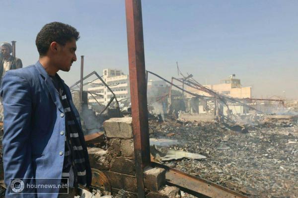 بالصور: هنجر الوصابي للخياطة والبلاستيك في شيراتون بعد قصف التحالف له