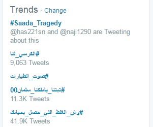 هاشتاج صعدة ( #Saada_Tragedy ) يكتسح تريند العالمية في تويتر ويتصدر لليوم الثاني (صور)