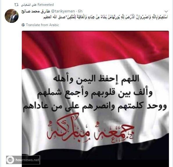 «طارق صالح» يغرد على تويتر بآية قرانية عن «الولاية» (صورة)