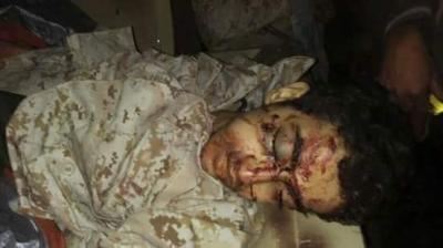  جثة نجل حمود عباد بيد قوات الجيش الوطني في البيضاء إلى جانب مجموعة كبيرة من القتلى والأسرى ( صورة )