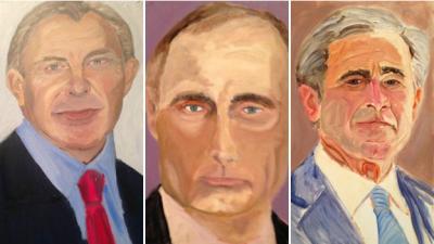  جورج دبليو بوش يقيم معرض صورلزعما العالم رسمها بيده