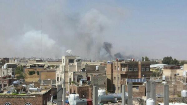 شاهد صور من قصف طائرات التحالف على صنعاء ظهر اليوم 