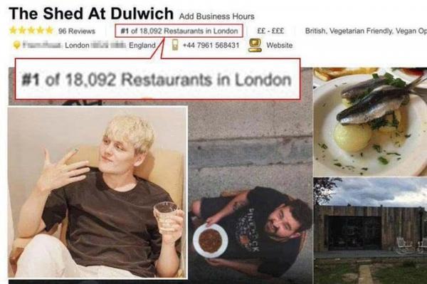 قصة مطعم وهمي استطاع أن يكون الأول ويتفوق على أكثر من 18 ألف مطعم في لندن 