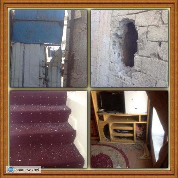 أثار القصف على منزل نبيل فاضل بقذائف الآر بي جي وبي 10 نشرها الاستاذ نبيل فاضل على صفحته