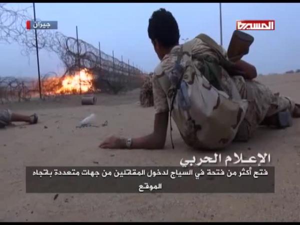 مصور: اقتحام معسكر الحثيرة السعودي في جازان من قبل الجيش واللجان الحوثية والسيطرة عليه