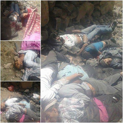 مقتل سبعة اشخاص في مجزرة ارتكبها الحوثييون بمديرية "النادرة" في محافظة إب، وتفجير منزل "شحيط" (اسماء)