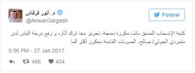 وزير إماراتي يتوعد جماعة الحوثي وصالح "الضربات القادمة ستكون أشد إيلاماً" (صورة)