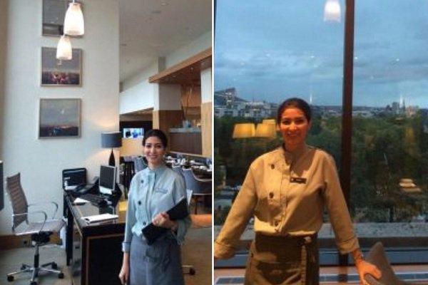 شابة سعودية تكسر العادات السعودية و تعمل في نادي الضيافة لفندق بريطاني"صور"